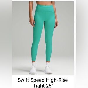 Lululemon Green Swift Speed High Rise 25" Size 6
